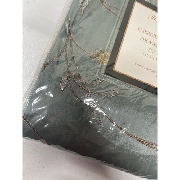 Royal Accent Embroidered Taffeta Shower Curtain 70”x72” Floral Blue - Picture 5 of 6